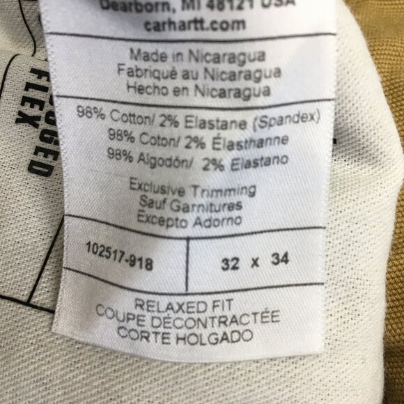 CARHARTT Beige Brown Relaxed Fit Rugged Flex Canvas 5 Pocket Work Pant Jeans - Picture 4 of 15